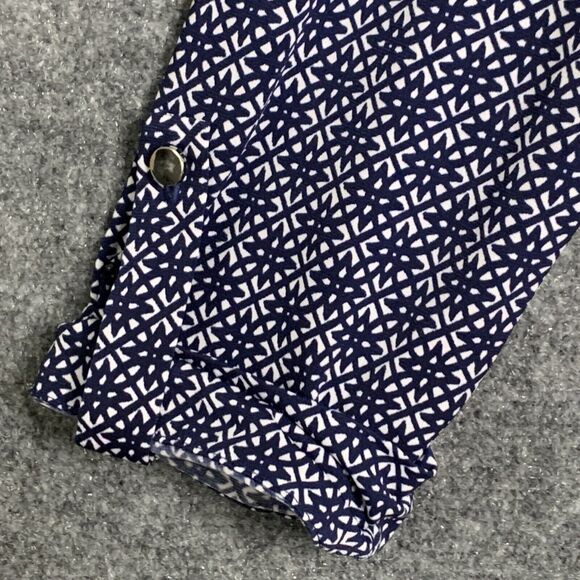 db established 1962 Women M 1/2 Button Blouse Pullover Tab Roll Sleeve Peplum - Picture 5 of 13